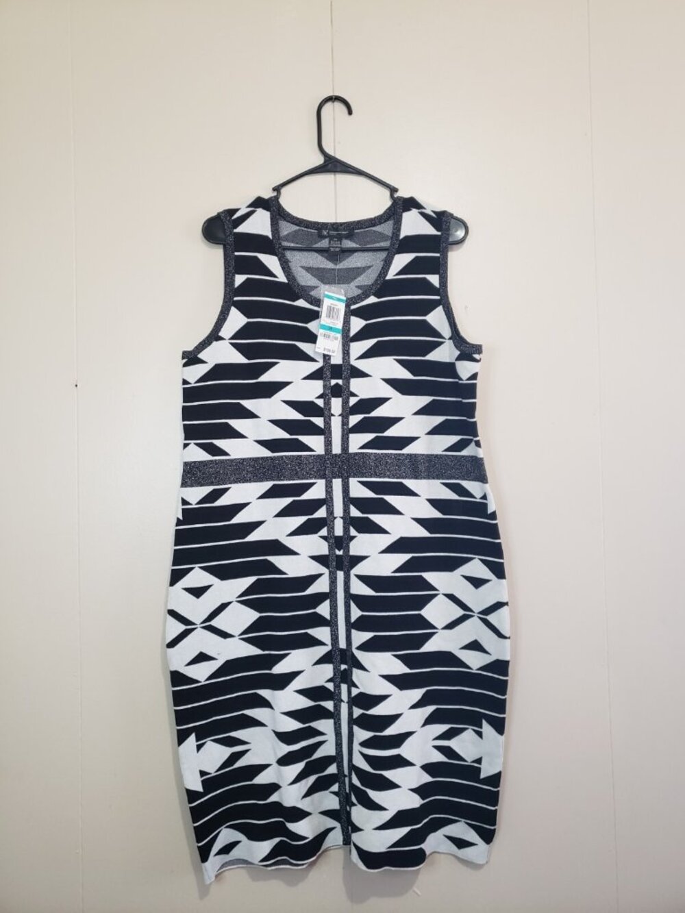 INC International Concepts Woman Plus 0X Sweater Dress Black White Aztec NWT